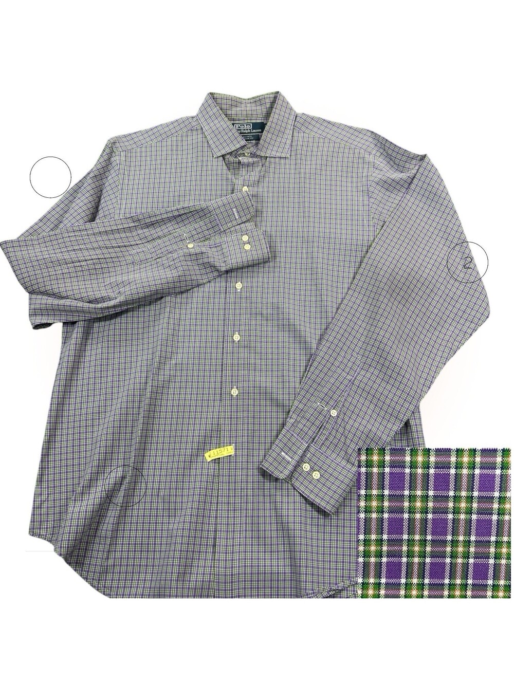Ralph Lauren Polo Estate Classic Fit Size L 16.5 Purple Plaid Long Sleeve Button